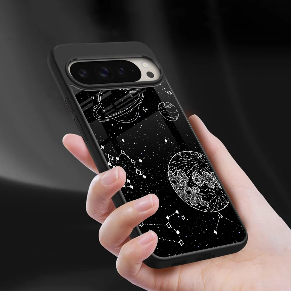 Stellar Voyage sleek google pixel 9 pro xl cover with tempered glass back and TPU edges