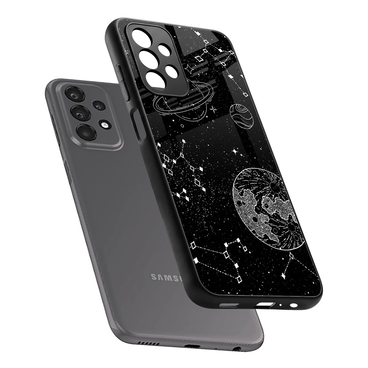 Stellar Voyage sleek samsung galaxy a23 cover with tempered glass back and TPU edges