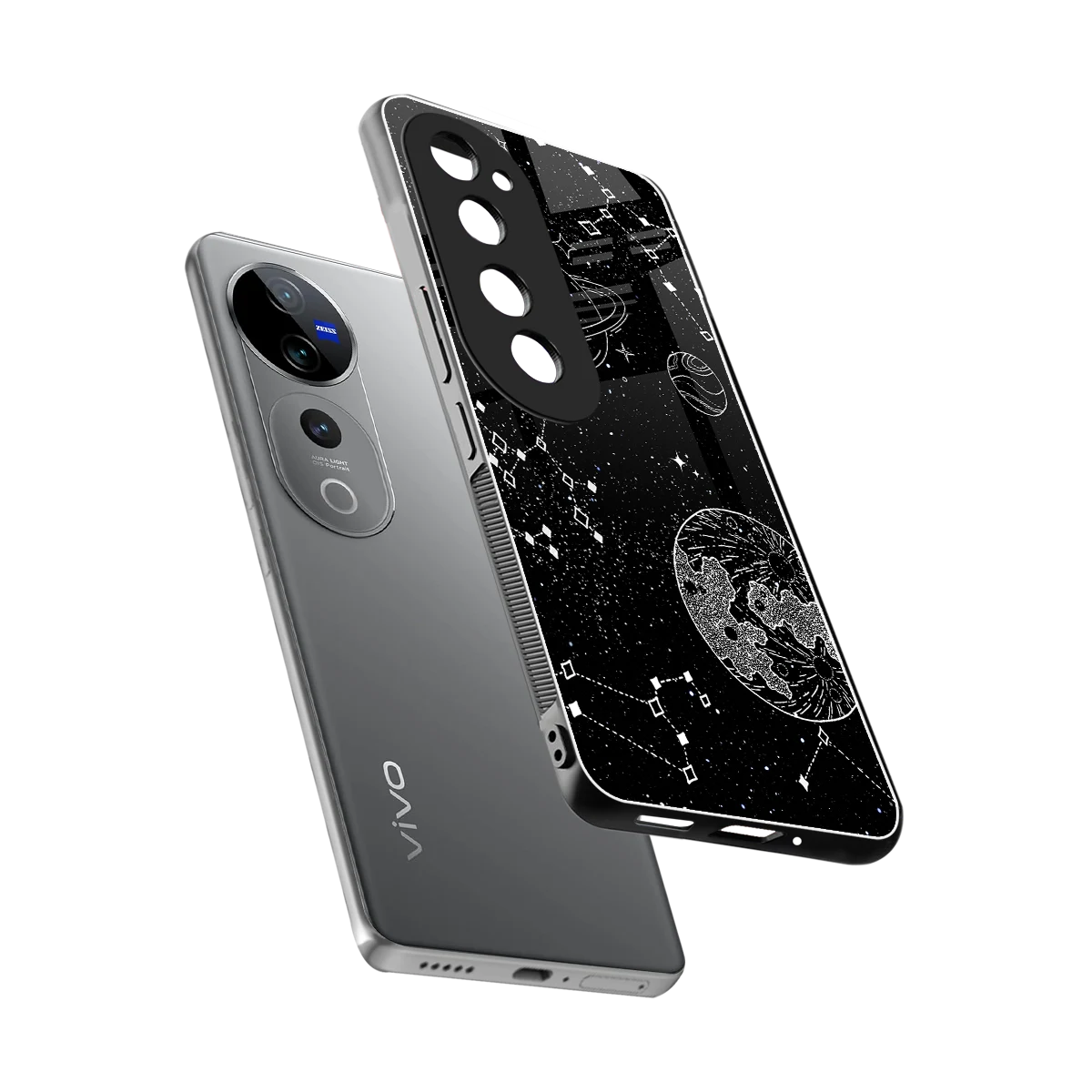 Stellar Voyage sleek vivo v40 pro cover with tempered glass back and TPU edges