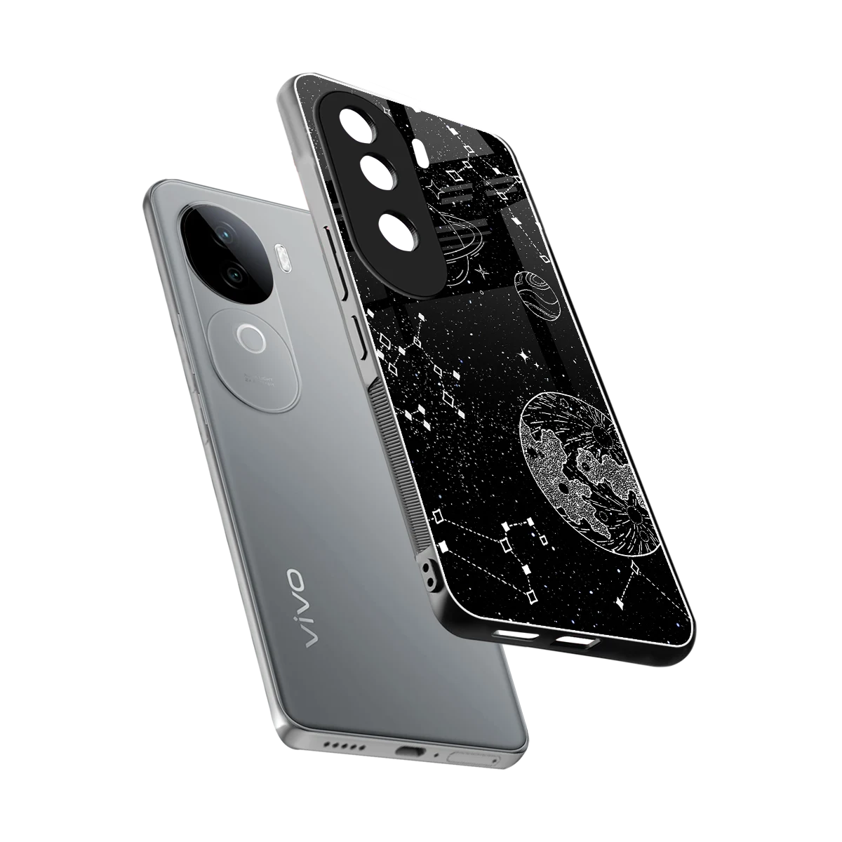 Stellar Voyage sleek vivo v40e cover with tempered glass back and TPU edges