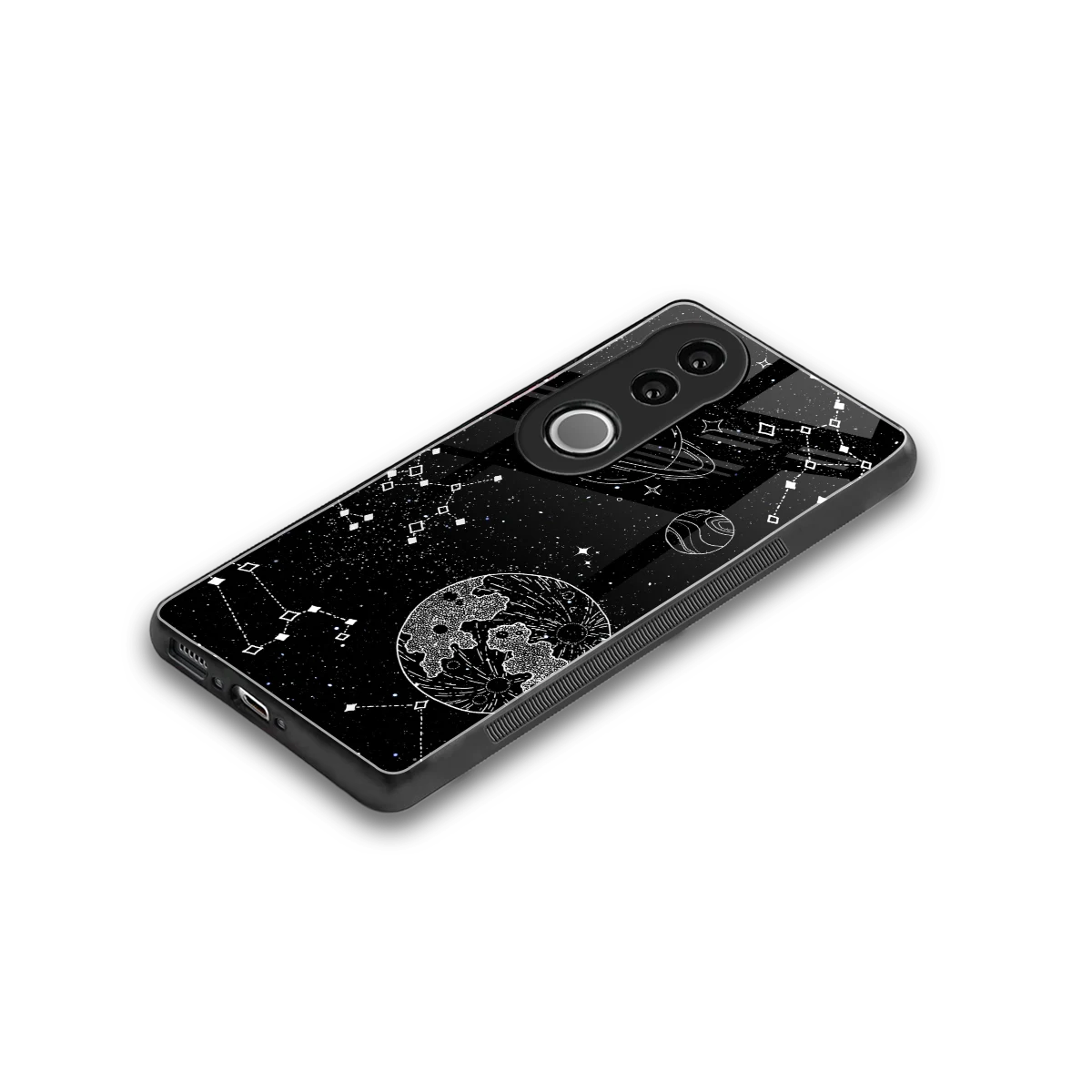 Stellar Voyage stylish phone case for vivo v50 | glossy glass and slim fit