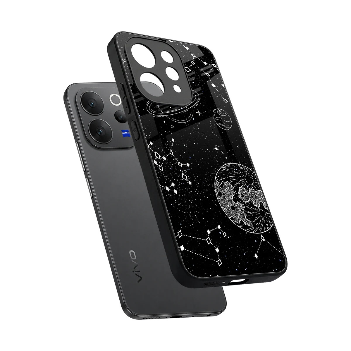 Stellar Voyage sleek vivo v70 elite cover with tempered glass back and TPU edges