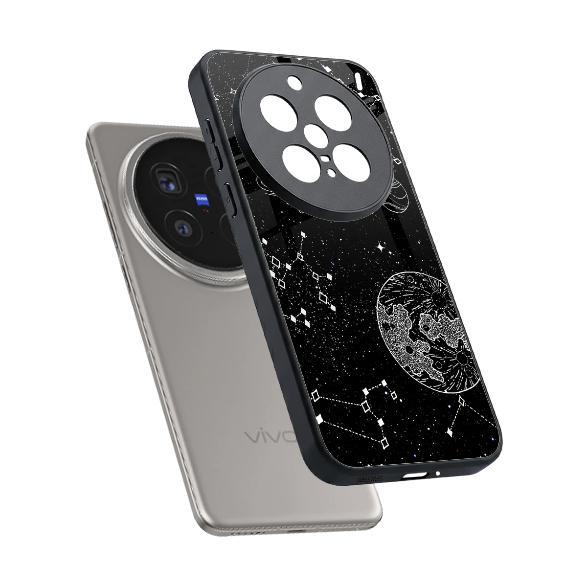 Stellar Voyage sleek vivo x200 pro cover with tempered glass back and TPU edges