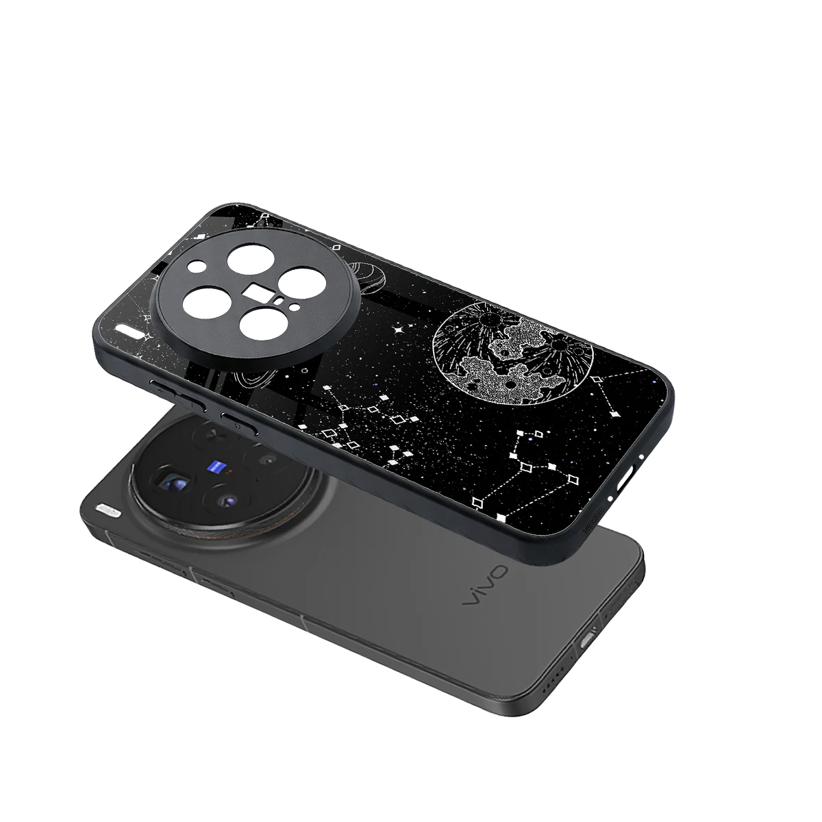Stellar Voyage sleek vivo x300 pro cover with tempered glass back and TPU edges