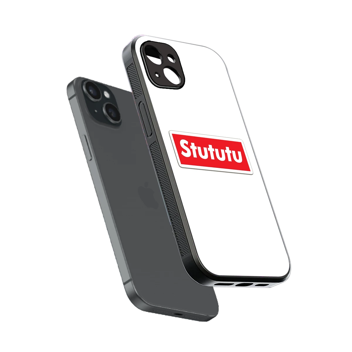Stututu sleek iphone 14 plus cover with tempered glass back and TPU edges