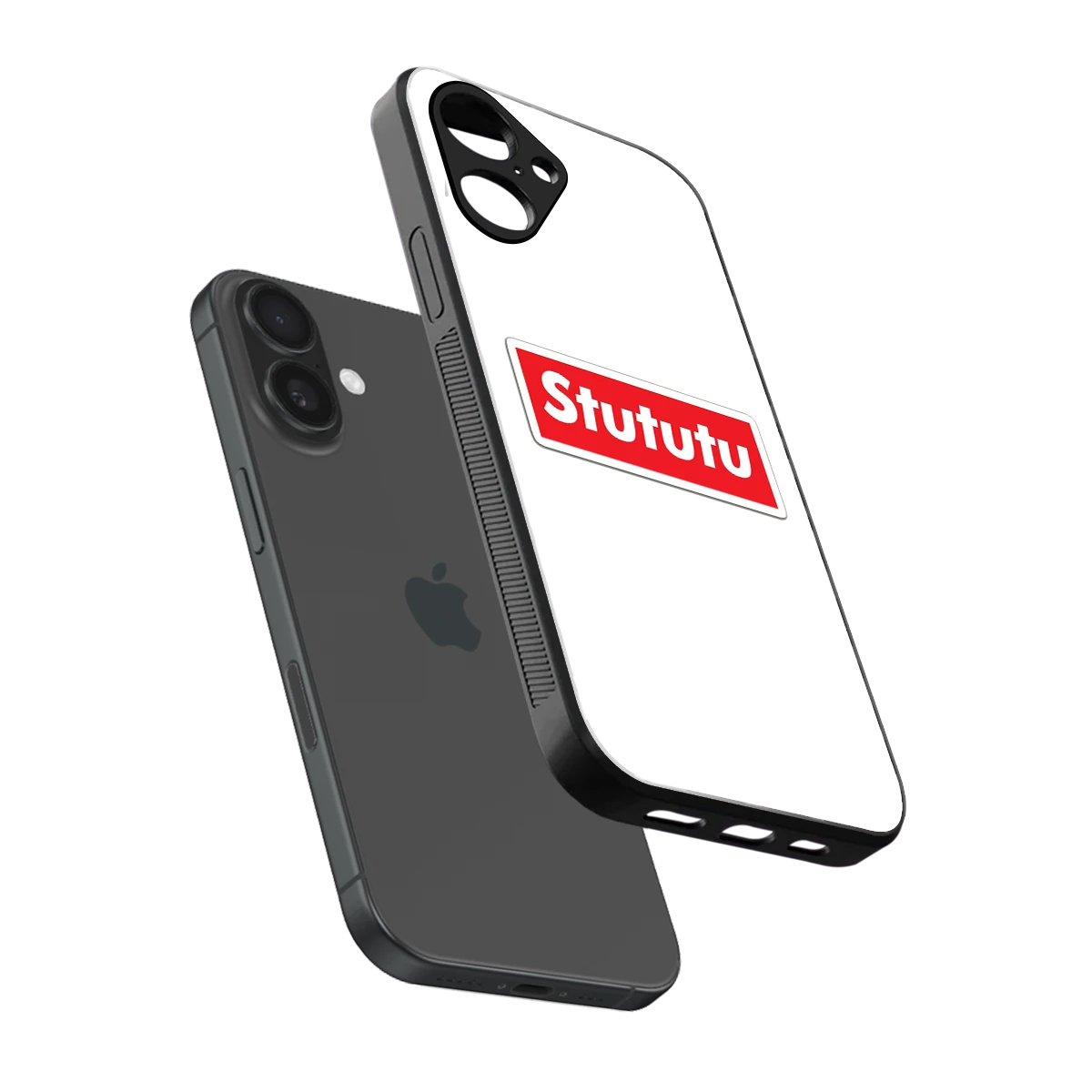 Stututu sleek iPhone 16 cover with tempered glass back and TPU edges