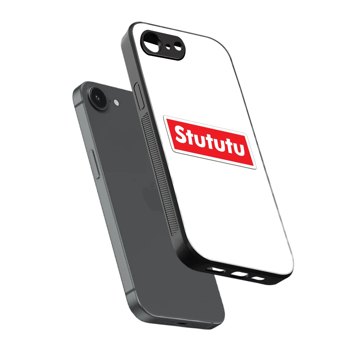 Stututu sleek iphone 16e cover with tempered glass back and TPU edges