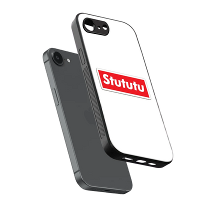 Stututu sleek iphone 16e cover with tempered glass back and TPU edges