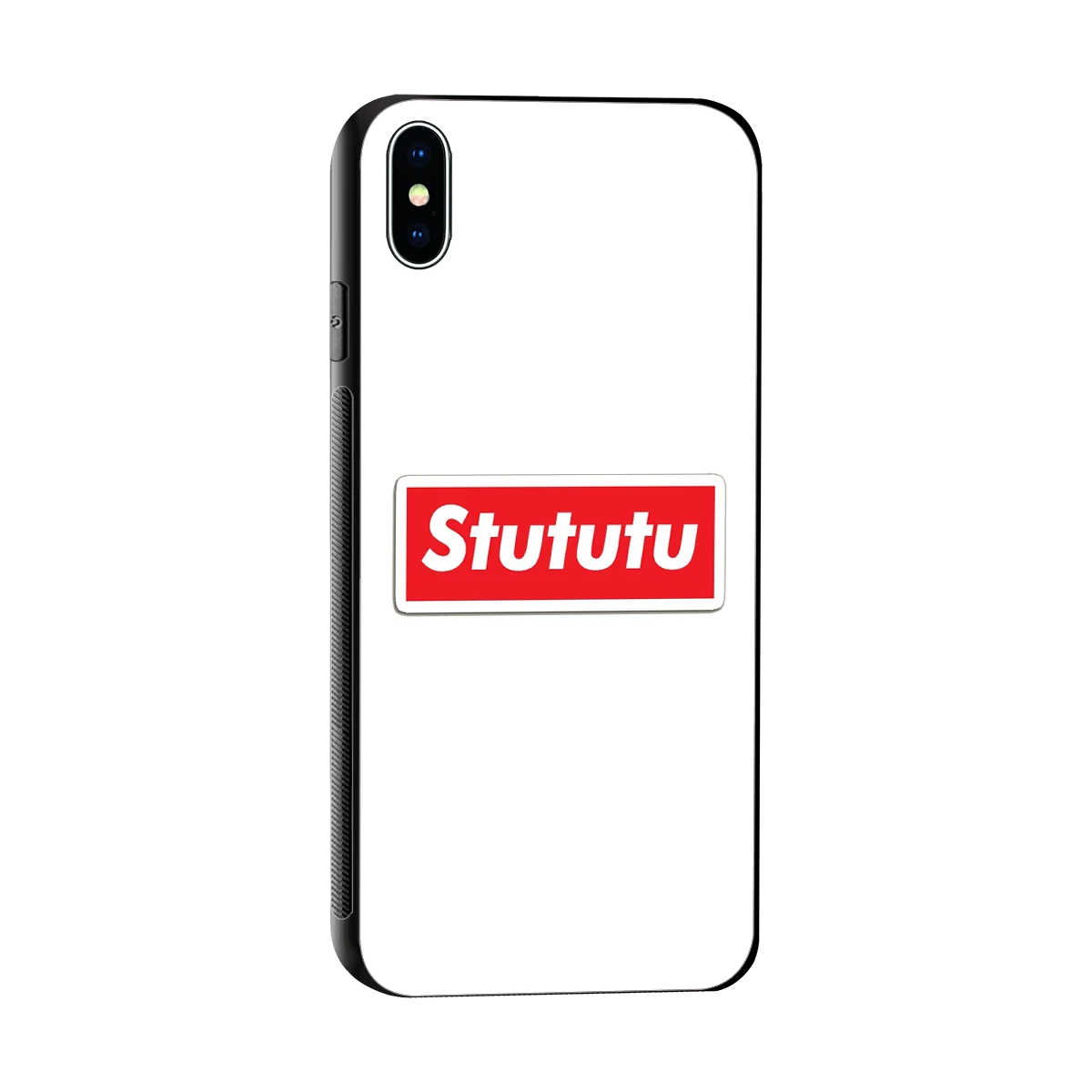 Stututu sleek iphone xs max cover with tempered glass back and TPU edges