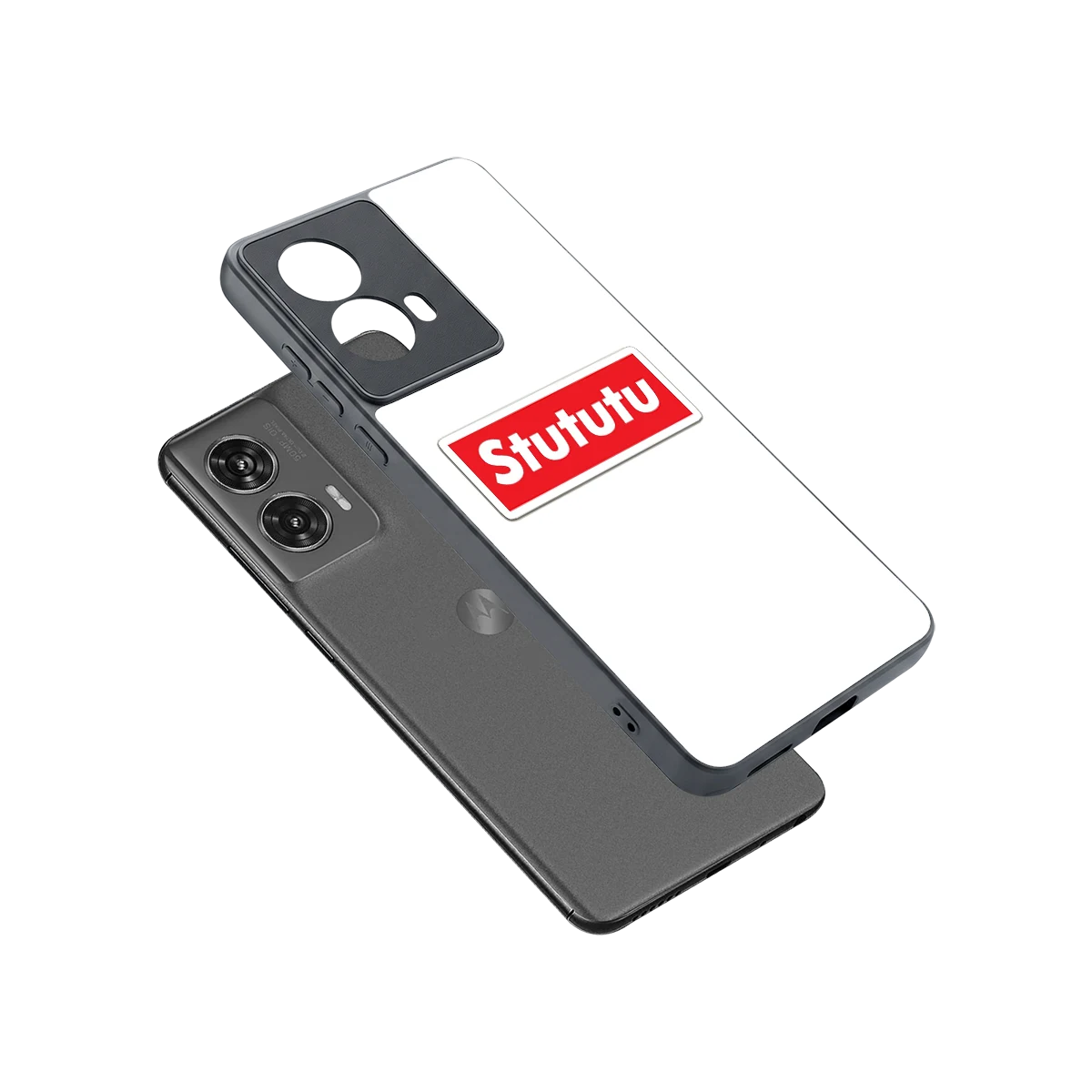 Stututu sleek motorola edge 50 fusion cover with tempered glass back and TPU edges