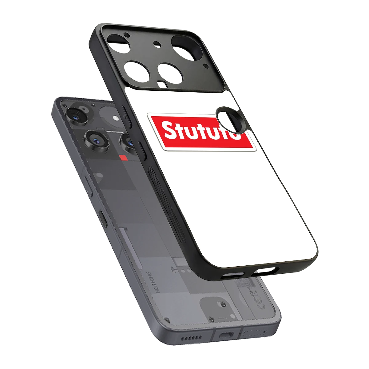 Stututu sleek nothing phone 3 cover with tempered glass back and TPU edges