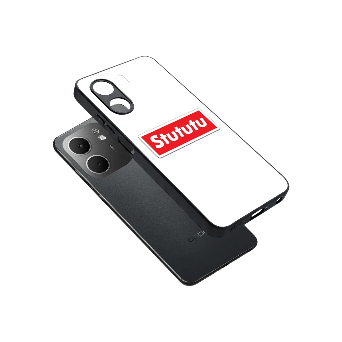 Stututu sleek oppo a5x 5g cover with tempered glass back and TPU edges