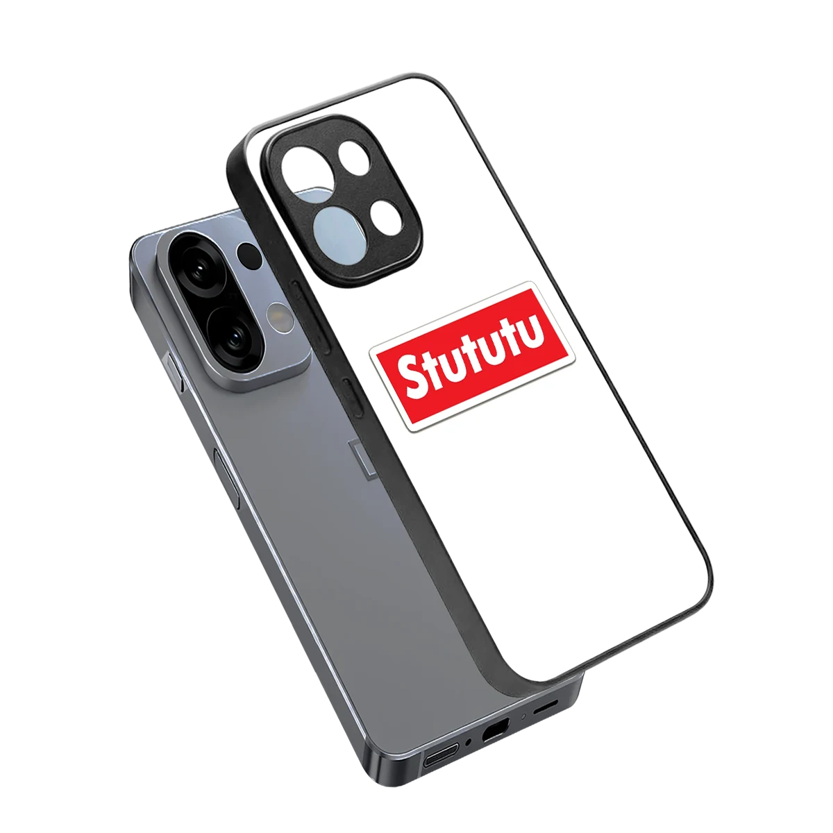 Stututu sleek oppo k13 5g cover with tempered glass back and TPU edges