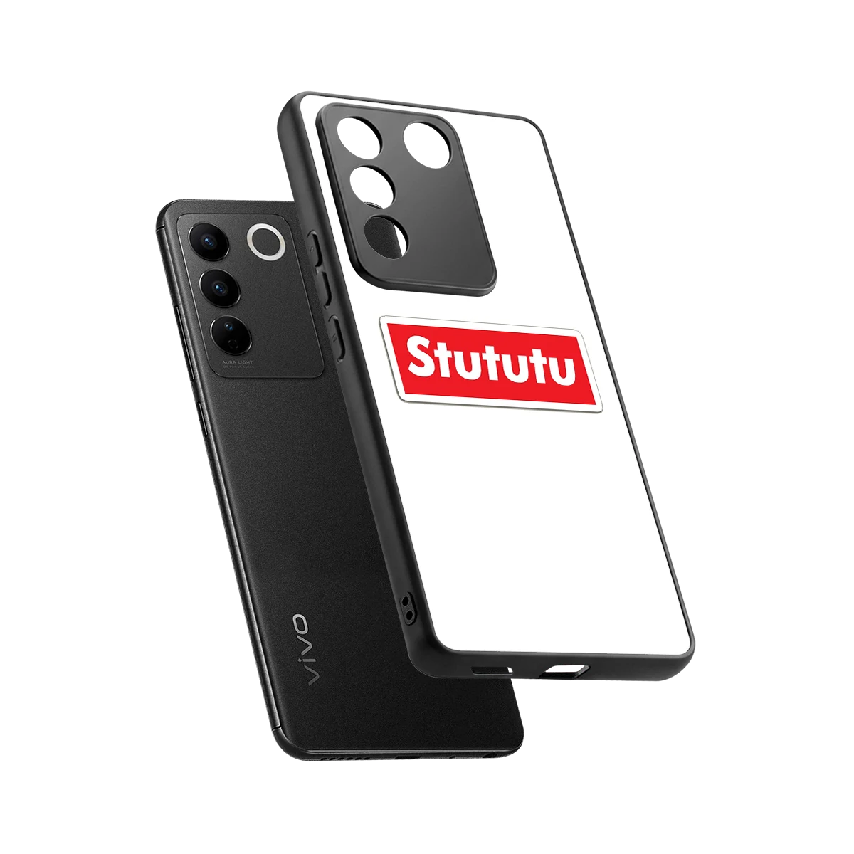 Stututu sleek vivo v27 5g cover with tempered glass back and TPU edges