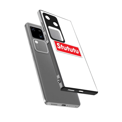 Stututu sleek vivo v30 cover with tempered glass back and TPU edges