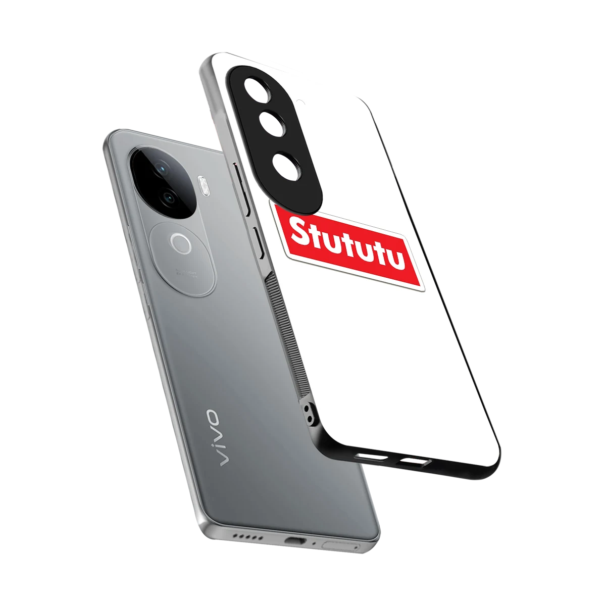 Stututu sleek vivo v40e cover with tempered glass back and TPU edges
