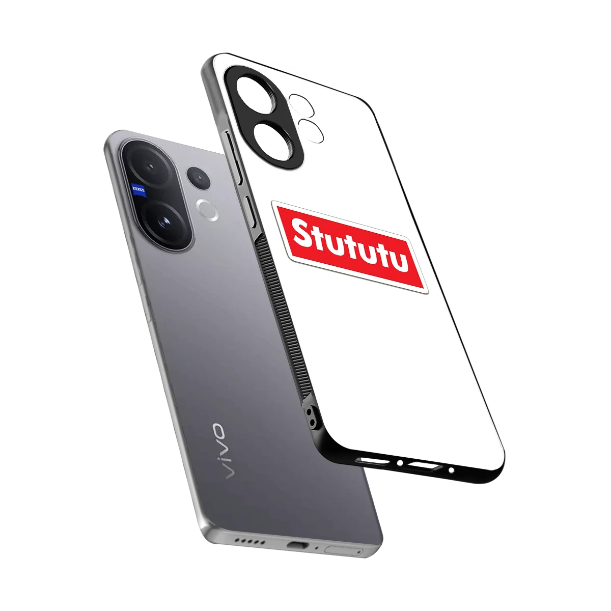 Stututu sleek vivo v60 cover with tempered glass back and TPU edges