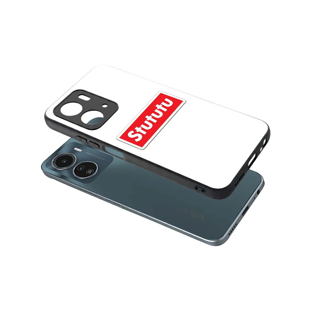 Stututu sleek vivo y16 cover with tempered glass back and TPU edges