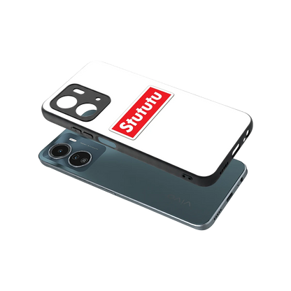 Stututu sleek vivo y16 cover with tempered glass back and TPU edges