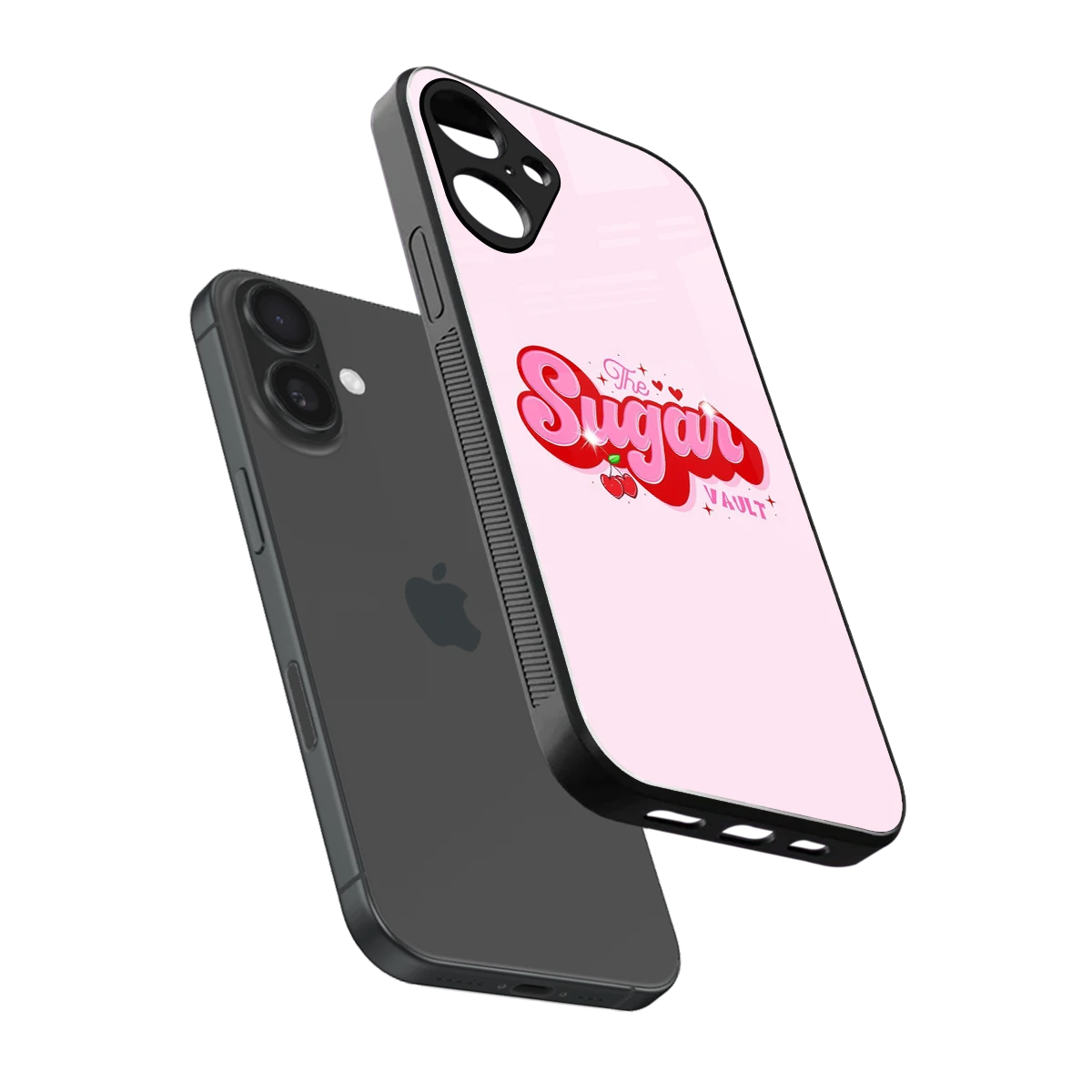 Sugar Vault sleek iphone 16 plus cover with tempered glass back and TPU edges