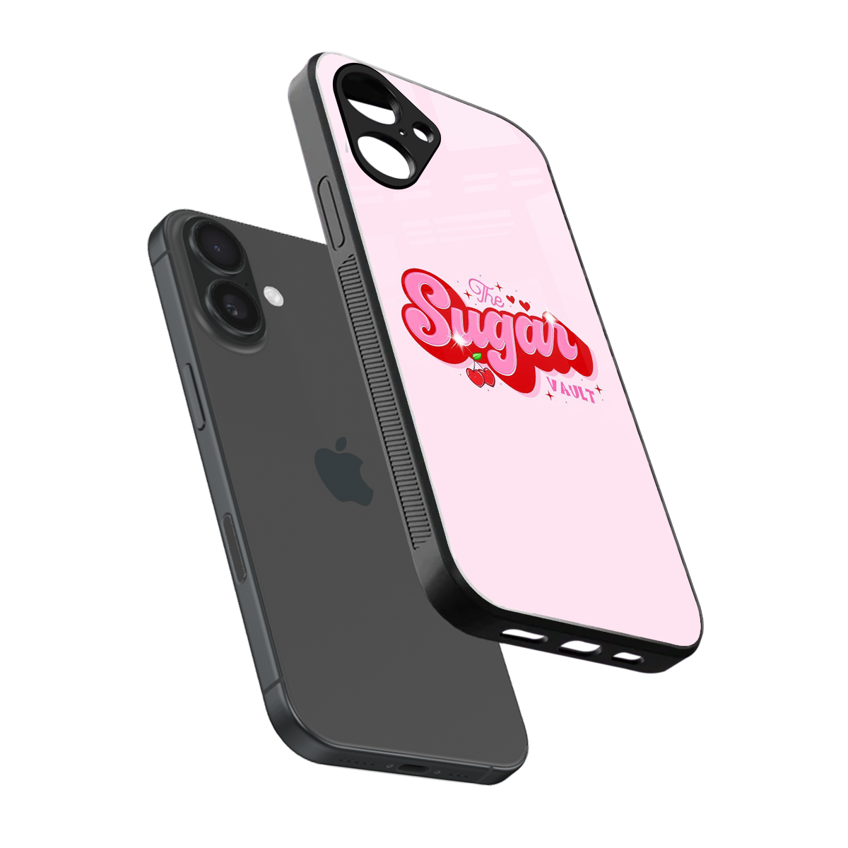 Sugar Vault sleek iPhone 16 cover with tempered glass back and TPU edges