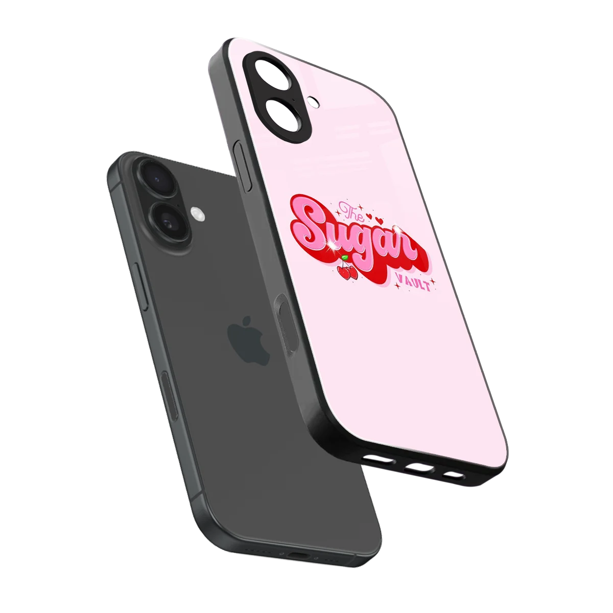 Sugar Vault sleek iphone 17 cover with tempered glass back and TPU edges