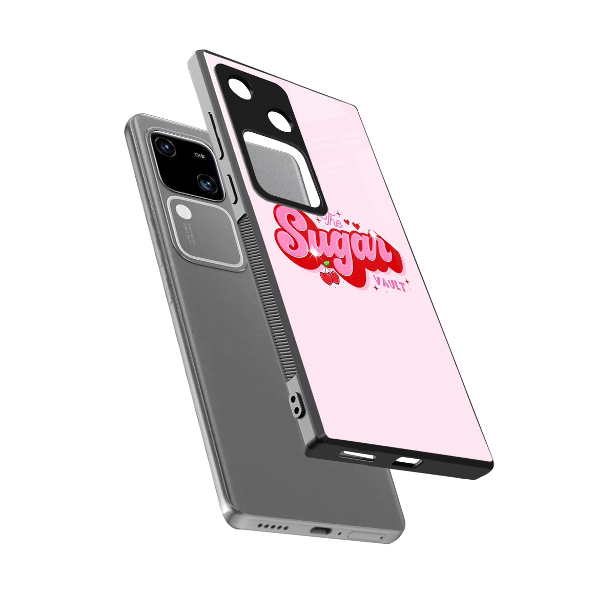 Sugar Vault sleek vivo v30 cover with tempered glass back and TPU edges