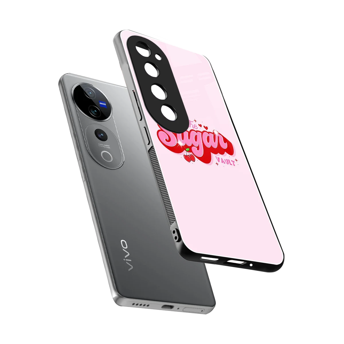 Sugar Vault sleek vivo v40 pro cover with tempered glass back and TPU edges