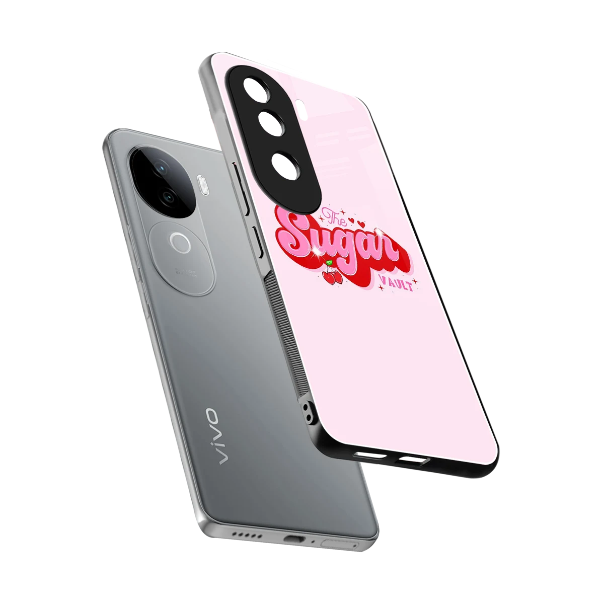 Sugar Vault sleek vivo v40e cover with tempered glass back and TPU edges