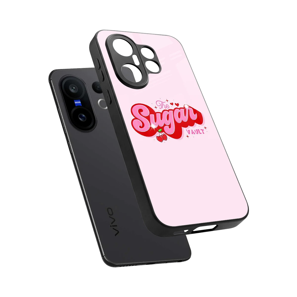 Sugar Vault sleek vivo x200 fe cover with tempered glass back and TPU edges