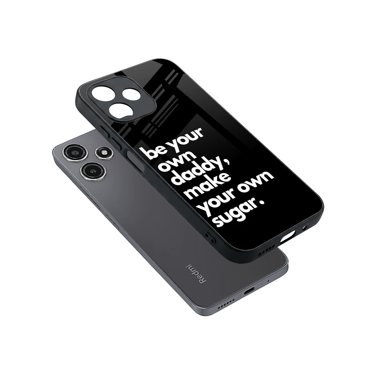 Suger sleek redmi 12 5g cover with tempered glass back and TPU edges