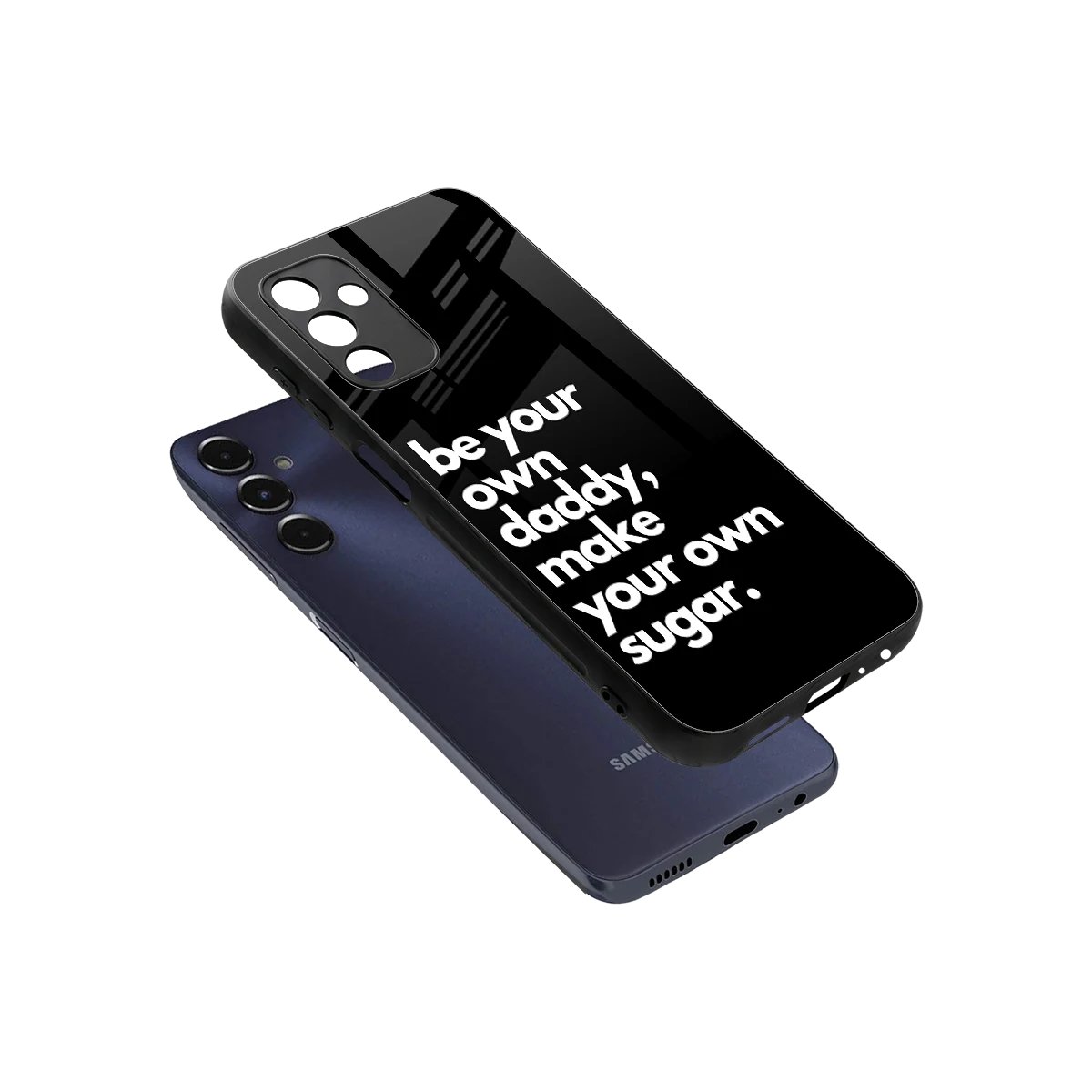 Suger sleek samsung galaxy m14 5g cover with tempered glass back and TPU edges