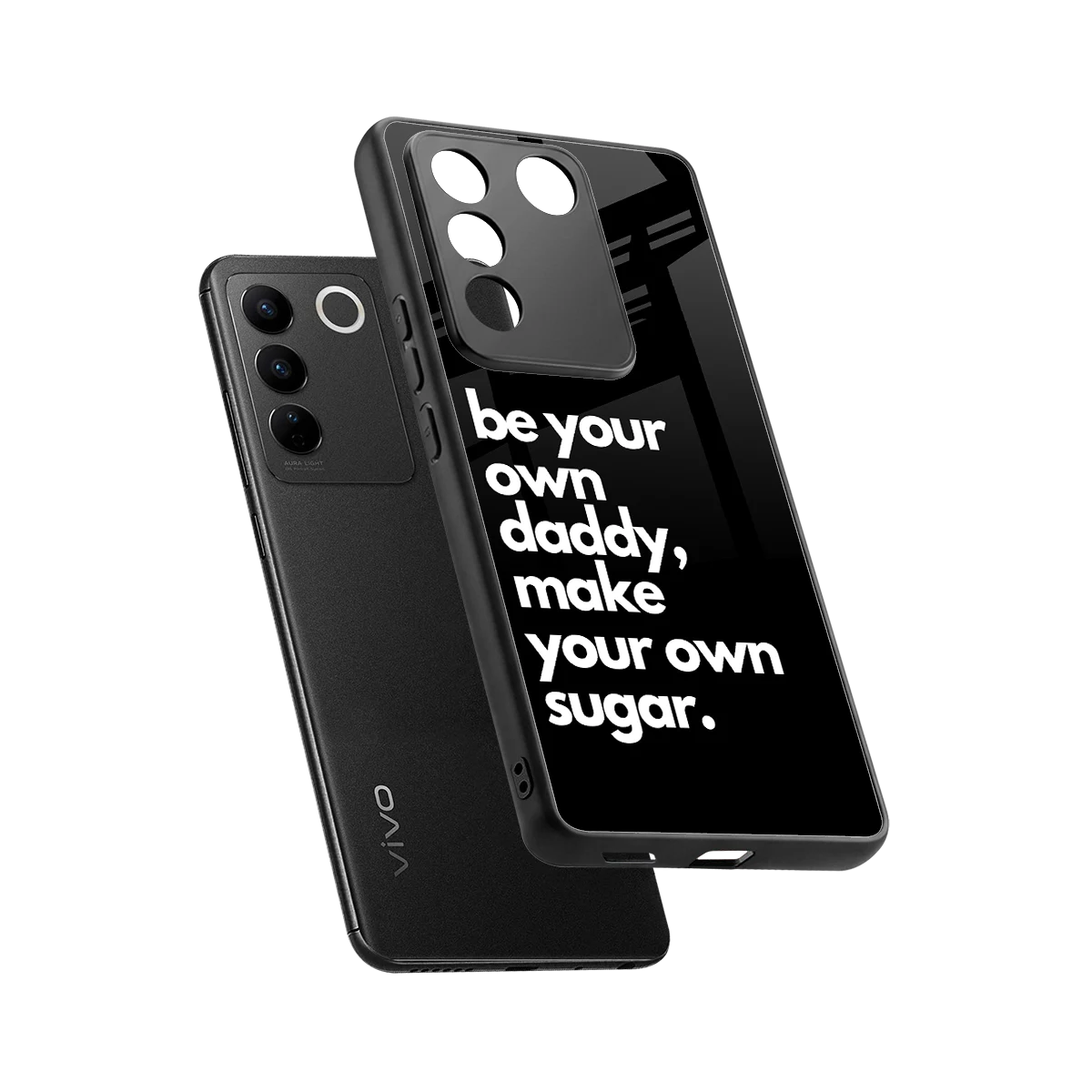 Suger sleek vivo v27 5g cover with tempered glass back and TPU edges