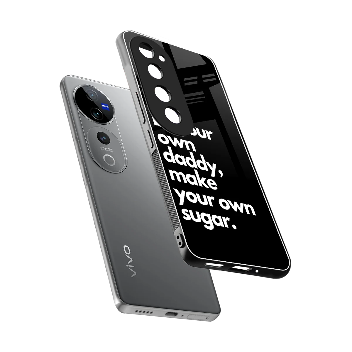 Suger sleek vivo v40 pro cover with tempered glass back and TPU edges