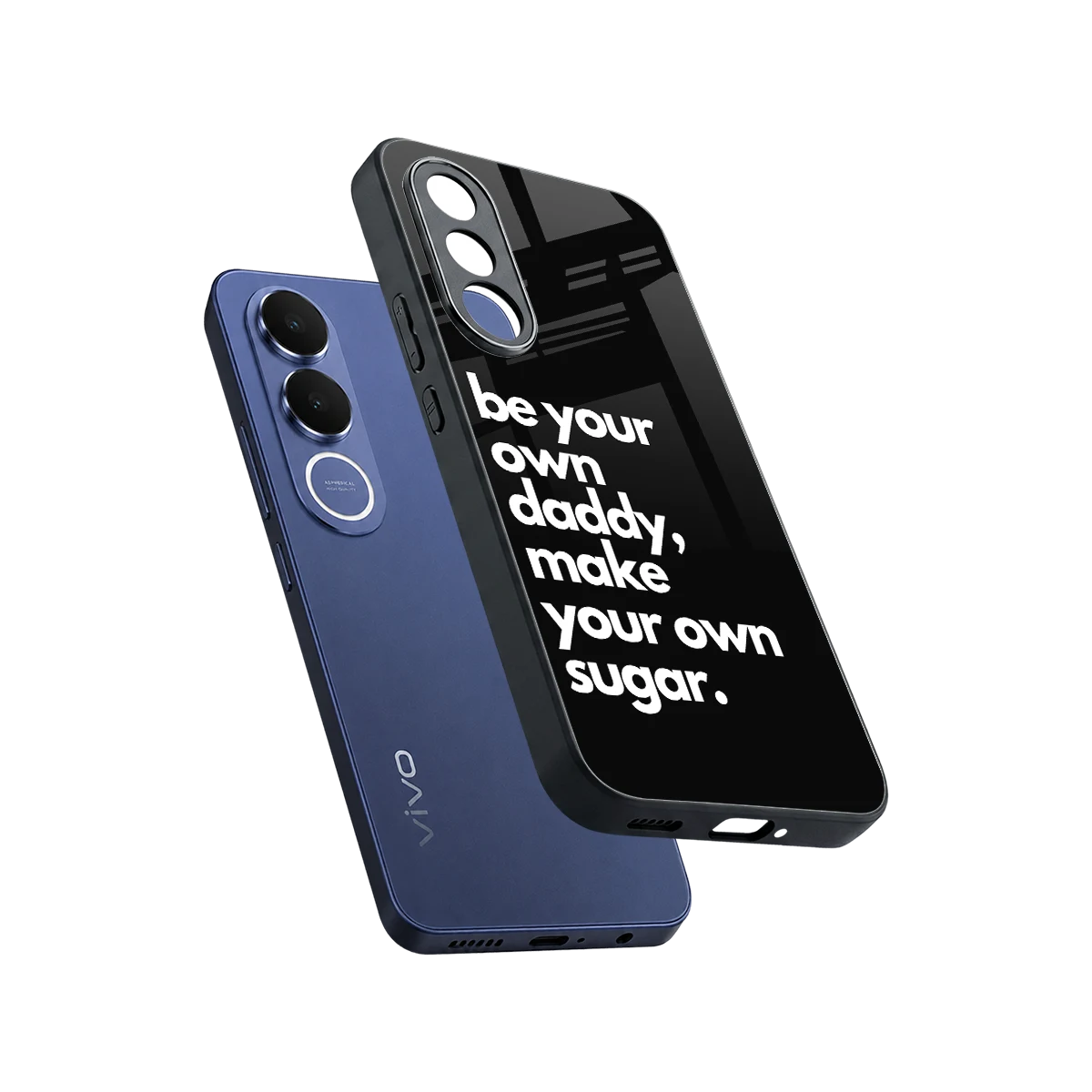 Suger sleek vivo v70 fe cover with tempered glass back and TPU edges