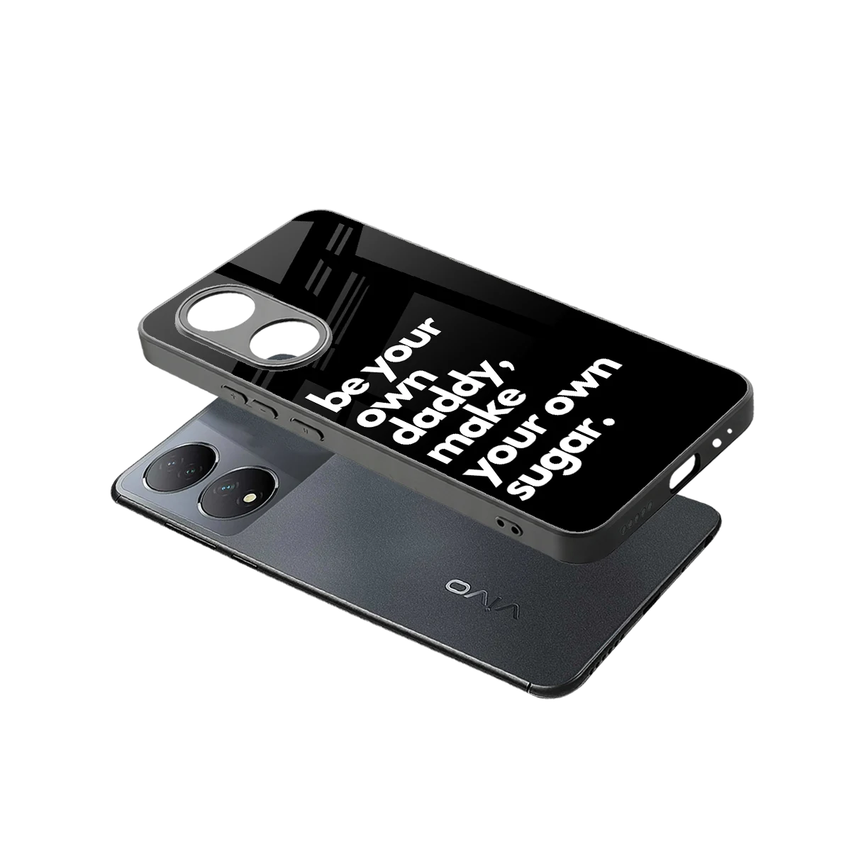 Suger sleek Vivo-y100 cover with tempered glass back and TPU edges