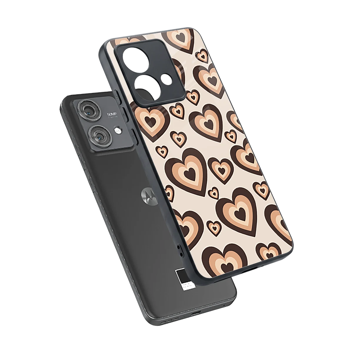 Sweetheart Cocoa sleek motorola edge 40 neo 5g cover with tempered glass back and TPU edges