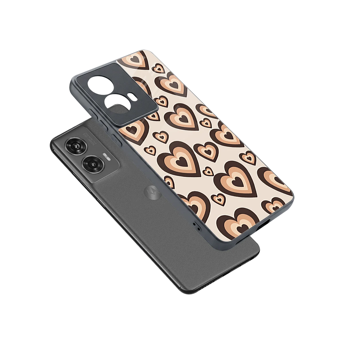 Sweetheart Cocoa sleek motorola edge 50 fusion cover with tempered glass back and TPU edges