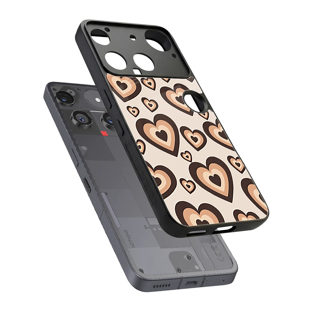 Sweetheart Cocoa sleek nothing phone 3 cover with tempered glass back and TPU edges