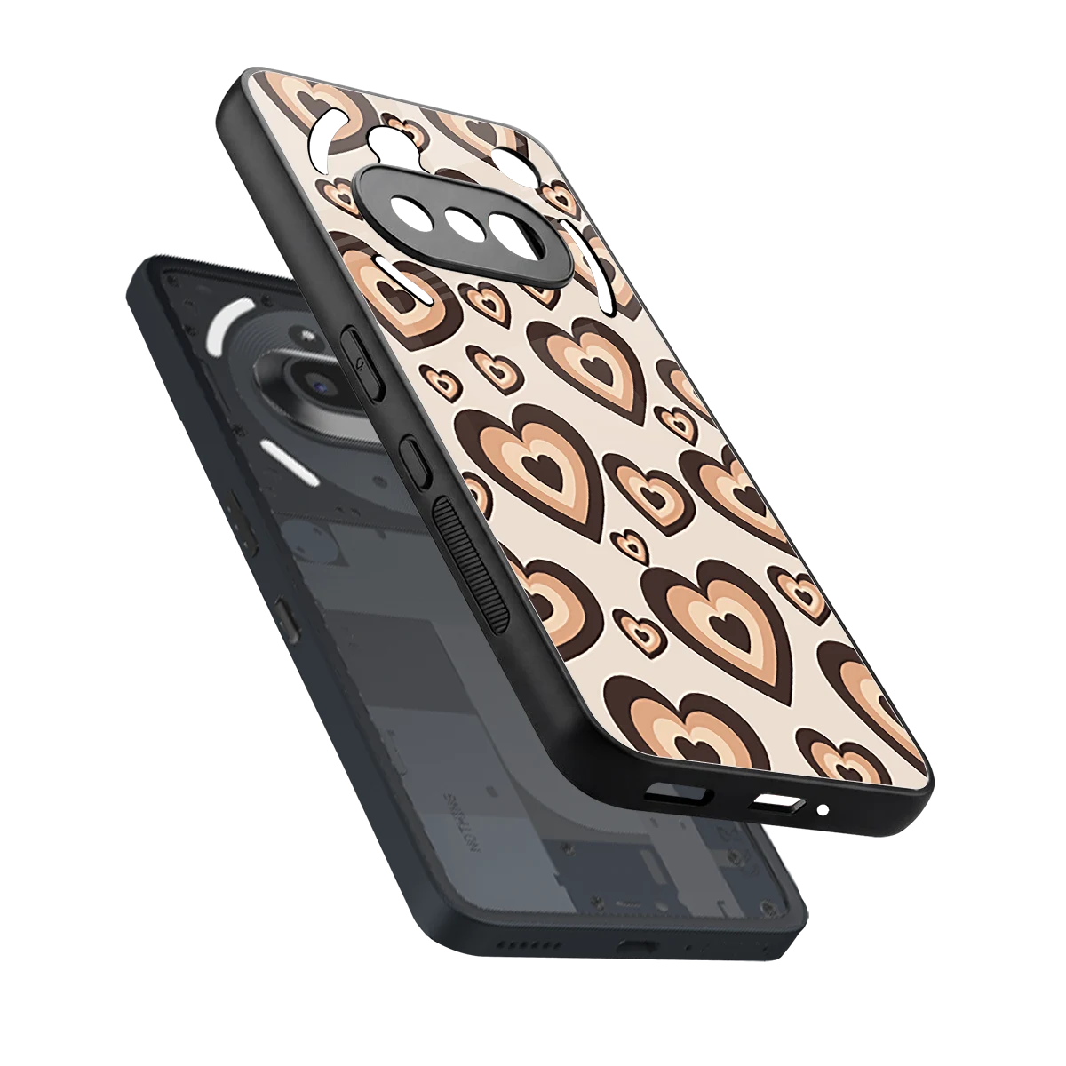 Sweetheart Cocoa sleek nothing phone 3a cover with tempered glass back and TPU edges