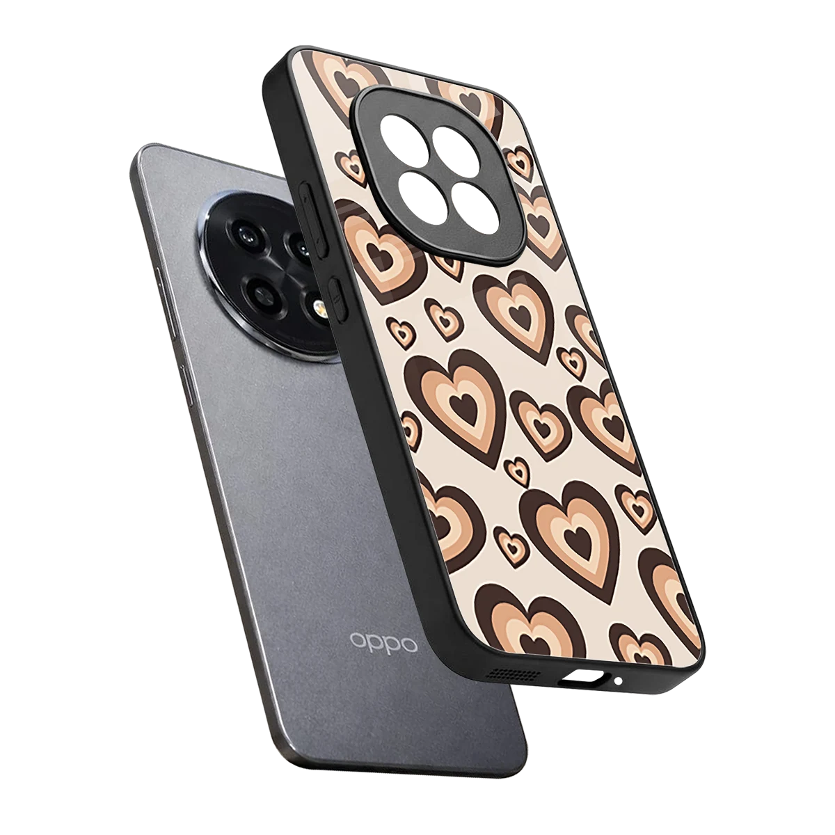 Sweetheart Cocoa sleek oppo f29 pro 5g cover with tempered glass back and TPU edges