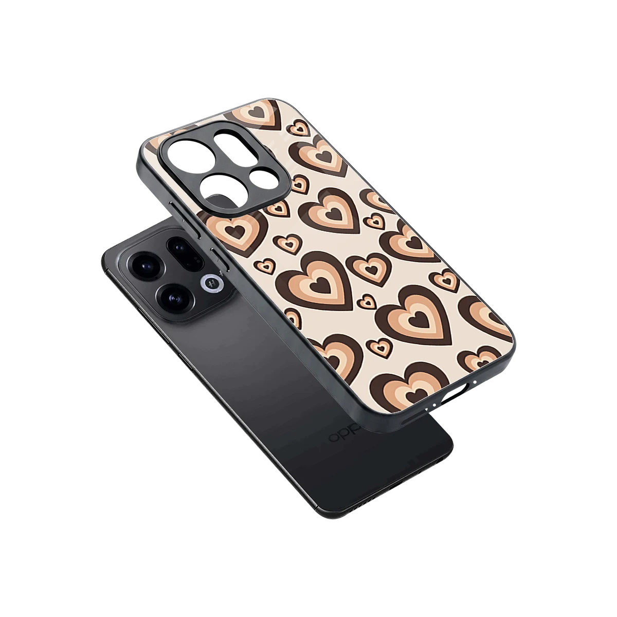 Sweetheart Cocoa sleek oppo find x9 cover with tempered glass back and TPU edges