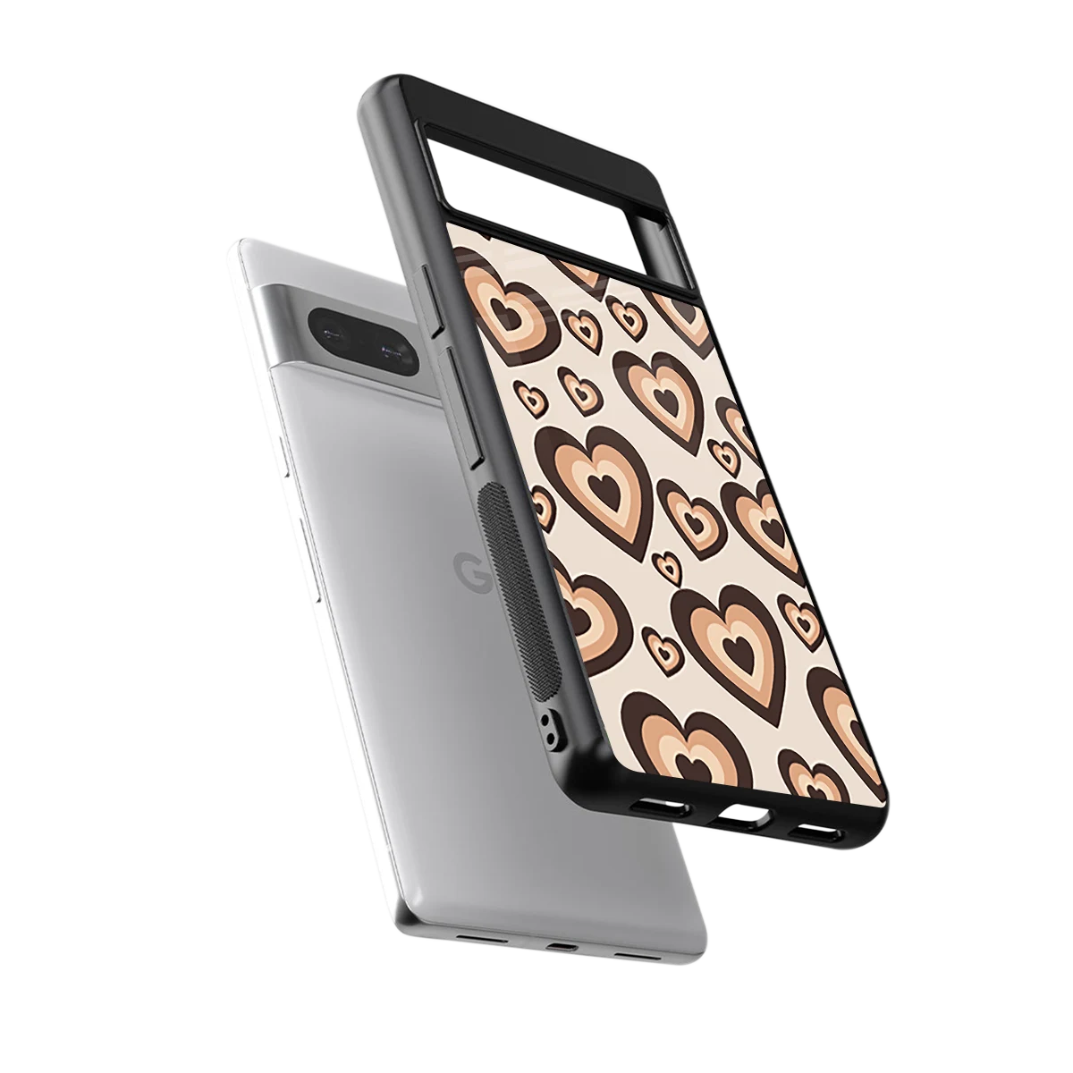 Sweetheart Cocoa sleek google pixel 7 cover with tempered glass back and TPU edges