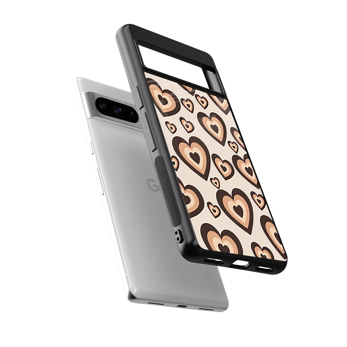 Sweetheart Cocoa sleek google pixel 8 pro cover with tempered glass back and TPU edges