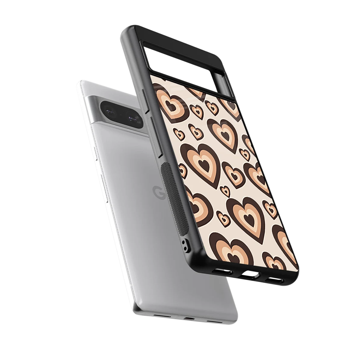 Sweetheart Cocoa sleek google pixel 8 cover with tempered glass back and TPU edges