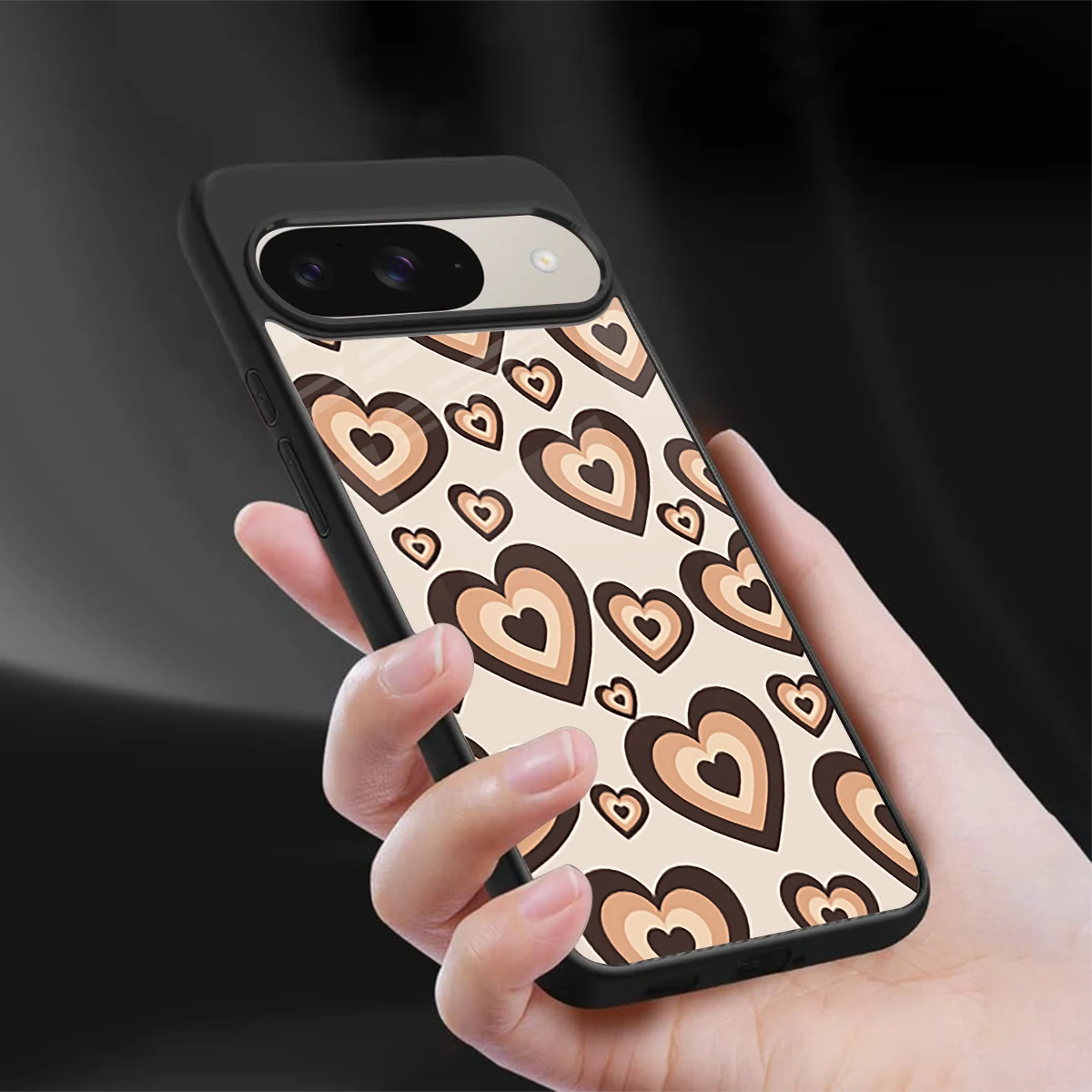 Sweetheart Cocoa sleek google pixel 9 cover with tempered glass back and TPU edges