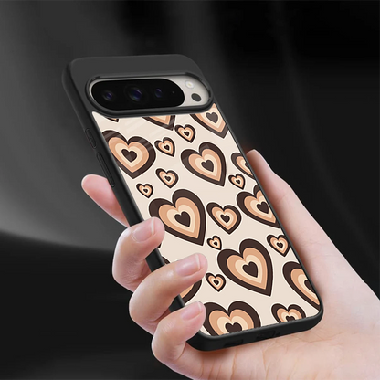 Sweetheart Cocoa sleek google pixel 9 pro cover with tempered glass back and TPU edges