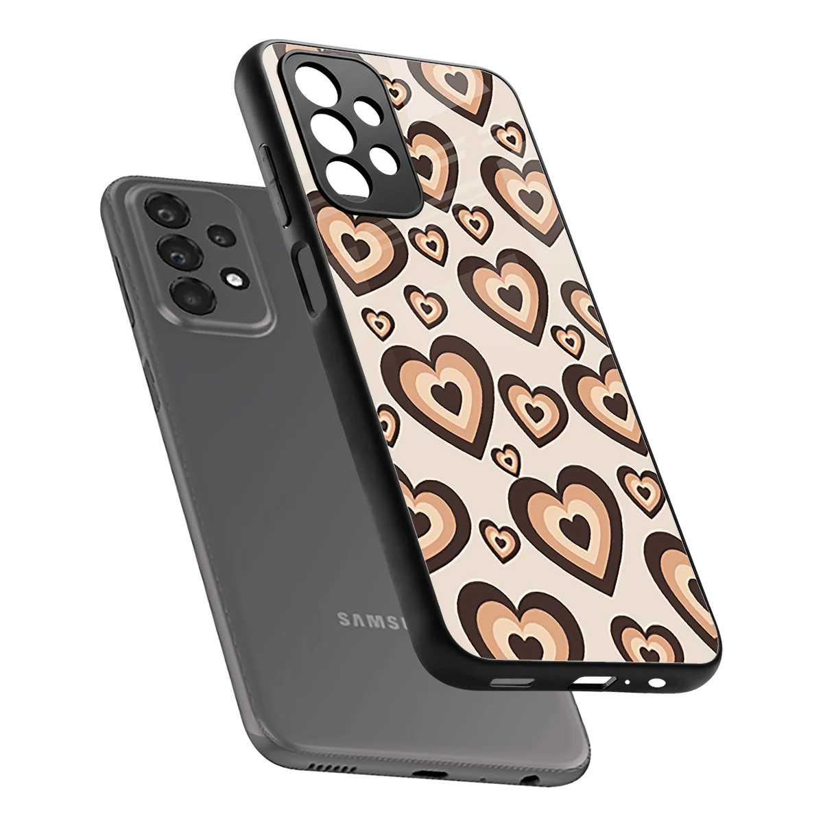 Sweetheart Cocoa sleek samsung galaxy a23 cover with tempered glass back and TPU edges