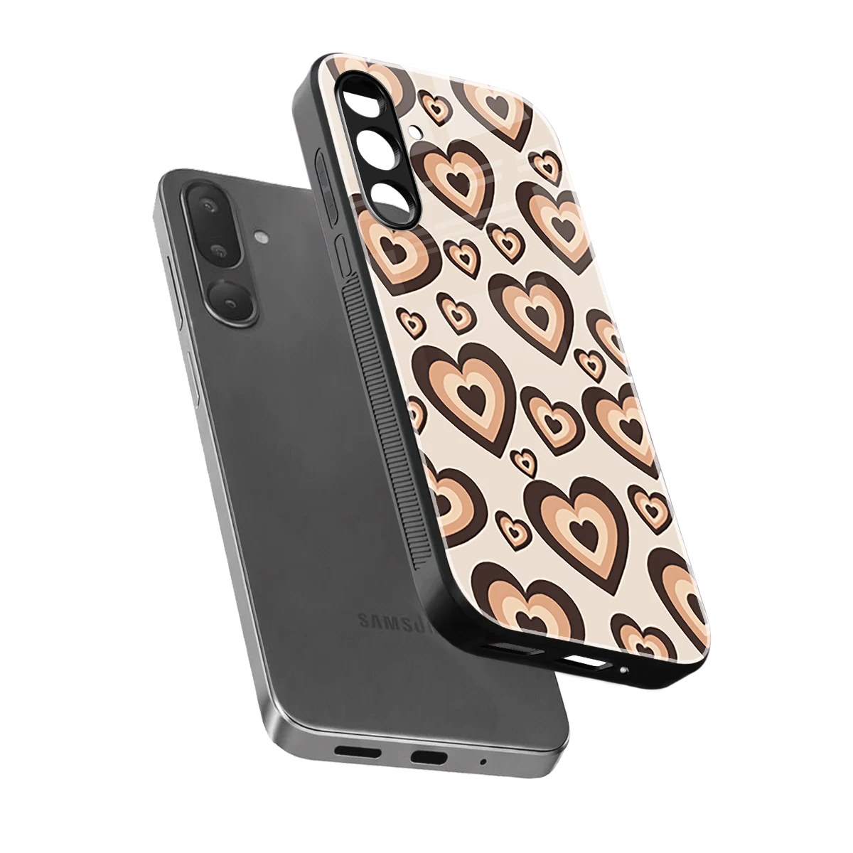 Sweetheart Cocoa sleek samsung galaxy m56 5g cover with tempered glass back and TPU edges