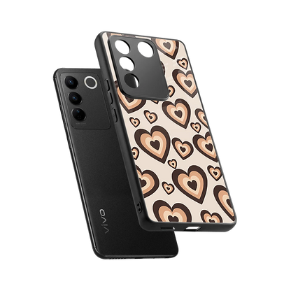 Sweetheart Cocoa sleek vivo v27 5g cover with tempered glass back and TPU edges